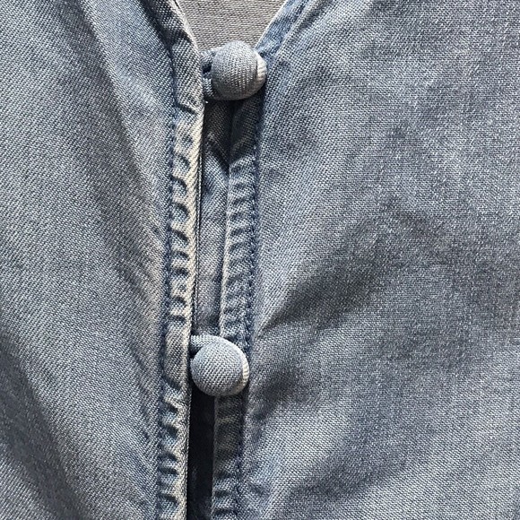LOFT Chambray Button Tie Front Top Size XXSP - Picture 6 of 10